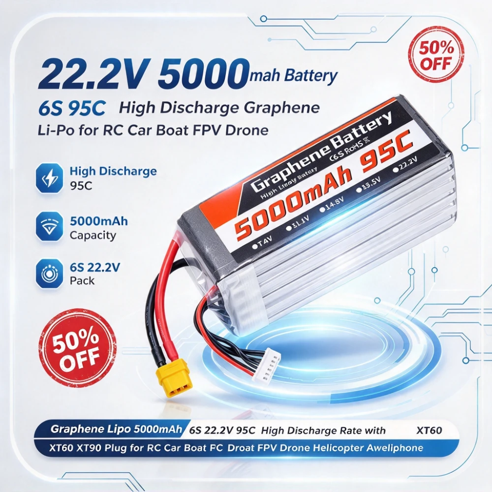 5000mAh 6S 22.2V 95C Grafen Li - 6S Lipo Battery 22.2V 5000Mah incelemesi ve fiyatı